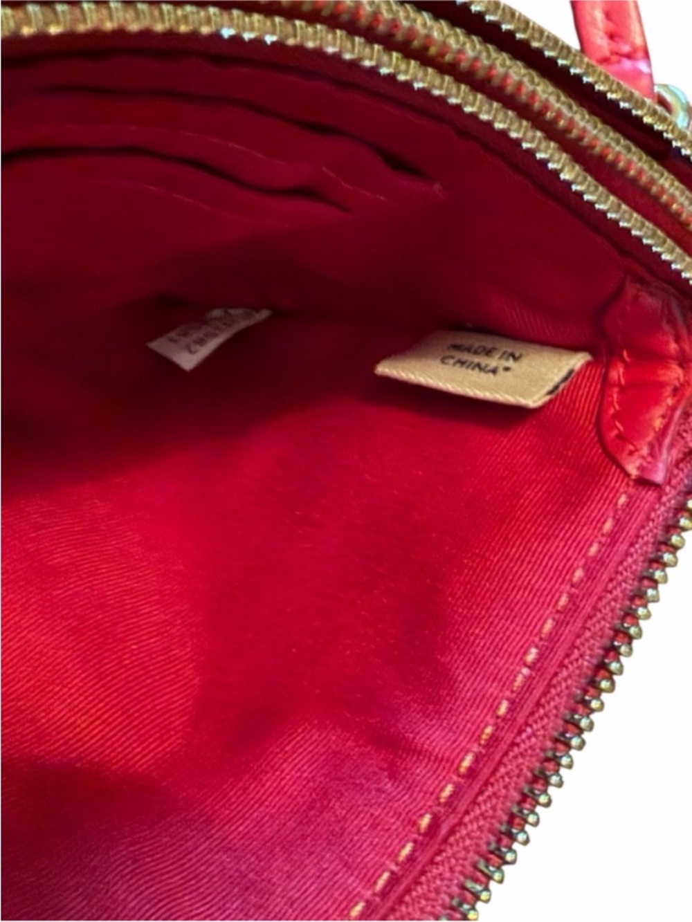Coach Red Leather Wristlet Clutch with Gold Logo Double Zipper - Picture 5 of 11